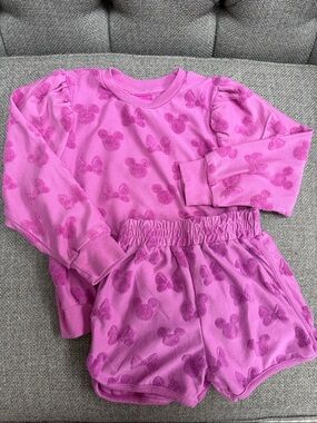 Disney Pink Girls' Minnie Mouse Matching Sweatshirt and Shorts Set